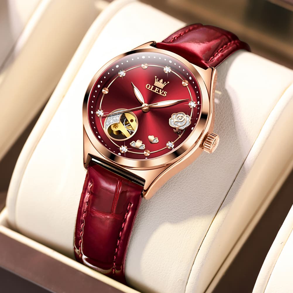 OLEVS 6601 Romantic Open Heart Mechanical Ladies Watch