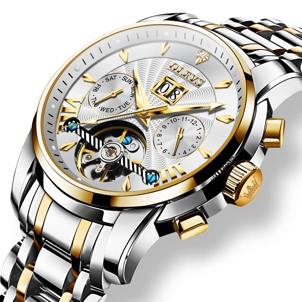 OLEVS Open Heart Multifunction Automatic Mechanical Watch 9965 Big Date for Men