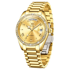OLEVS 6747 Diamond Bezel Day Date Mechanical Watch for Men