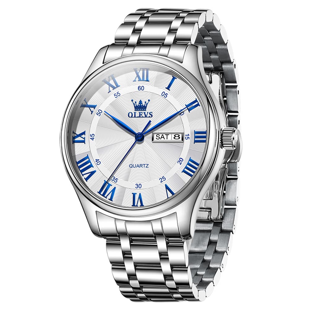 OLEVS 3663 Rosebud Roman Dial Day Date Quartz Watch For Men