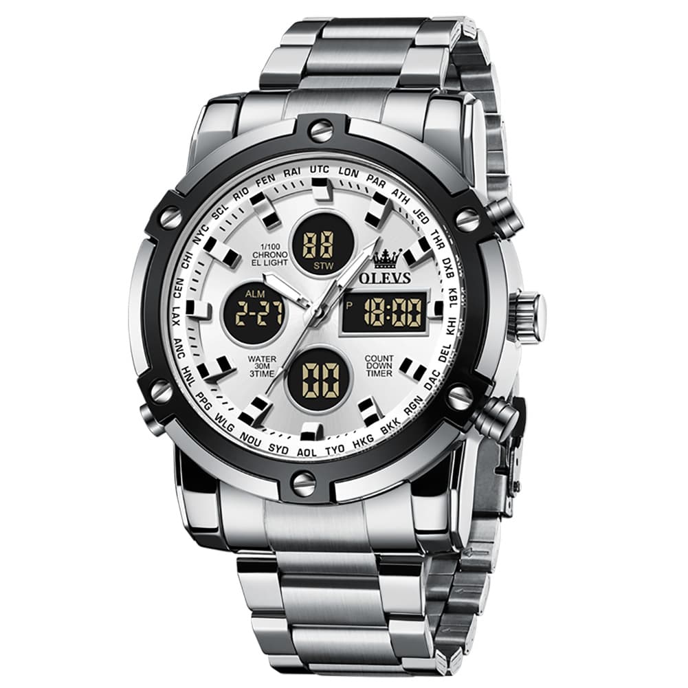 OLEVS 1106 Heavy Duty Dual Display Chronograph Watch for Men