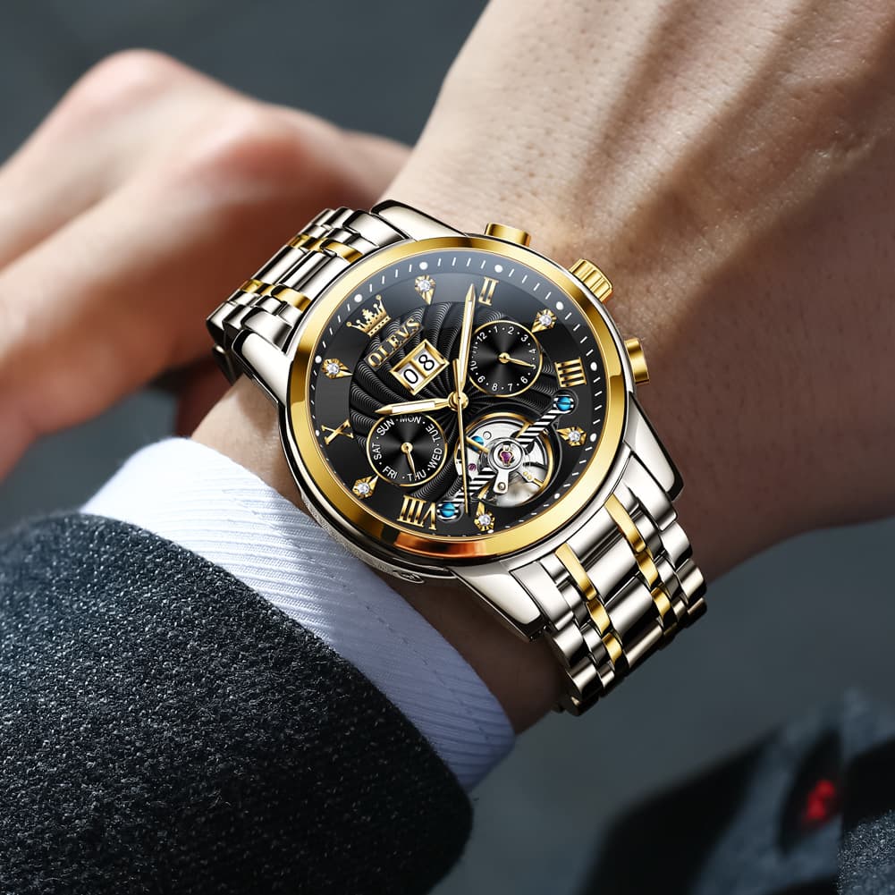 OLEVS Open Heart Multifunction Automatic Mechanical Watch 9910 Big Date for Men