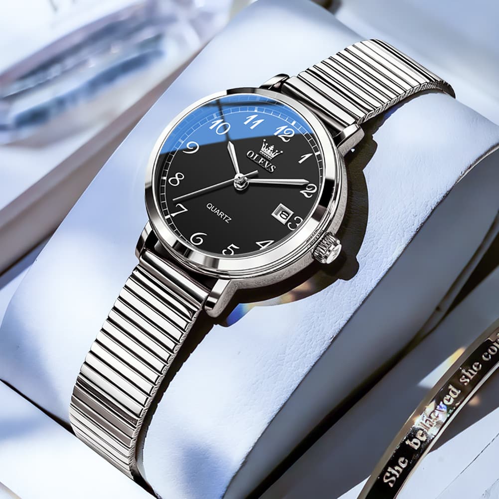OLEVS Petite Minimalist Mesh Watch with Date 7130 for Women