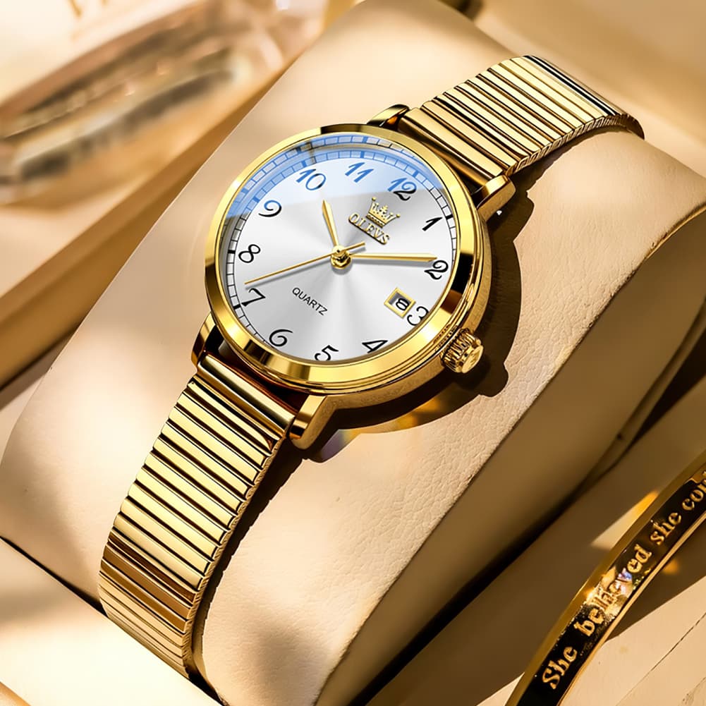 OLEVS Petite Minimalist Mesh Watch with Date 7130 for Women