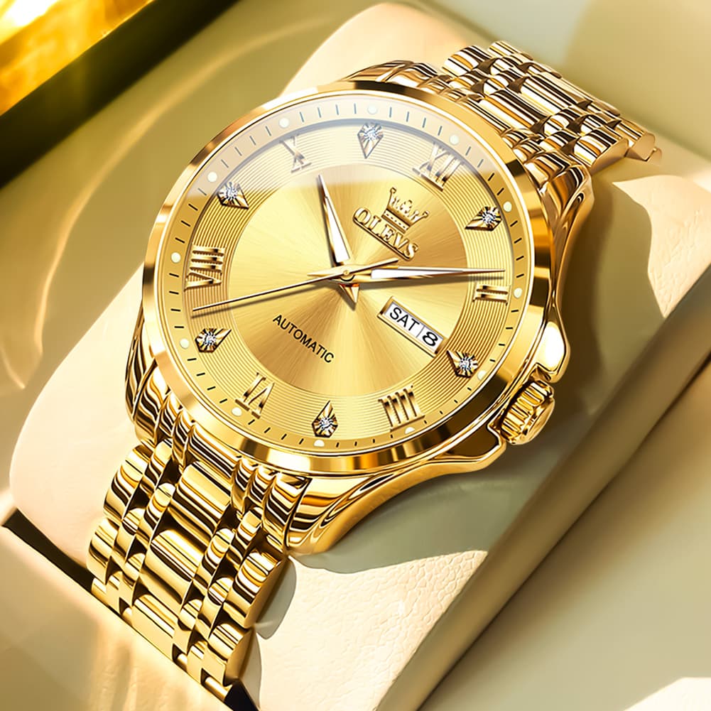 OLEVS 6702 Diamond Dial Automatic Mechanical Watch For Men