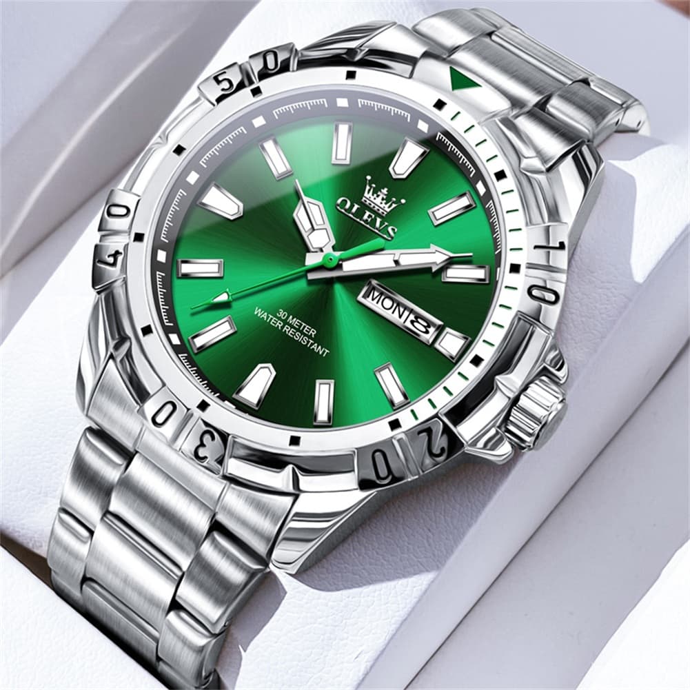OLEVS Mecha Sport Day Date Watch for Men Stainless Steel 5560