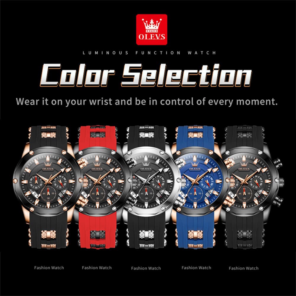 OLEVS 9991 Bold Chronograph Racing Silicone Watch for Men
