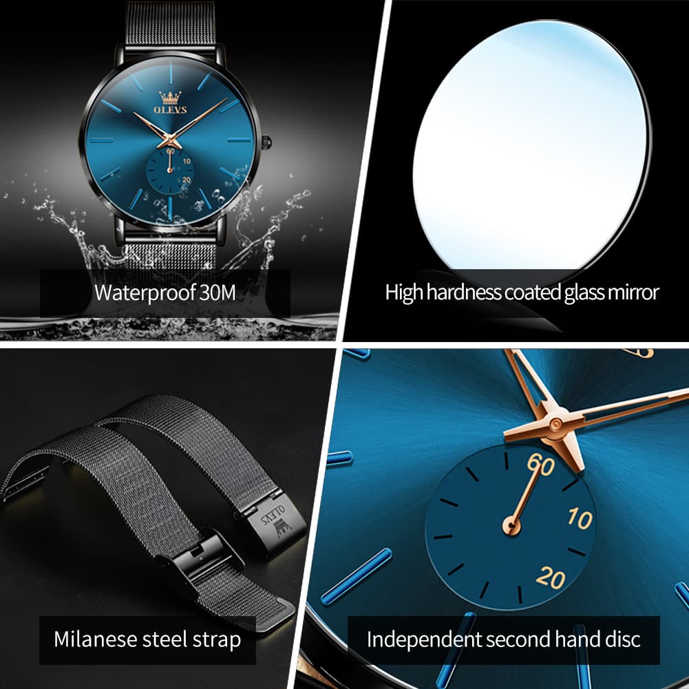 OLEVS 9954 Ultra Thin Milanese Mesh Quartz Watch for Men