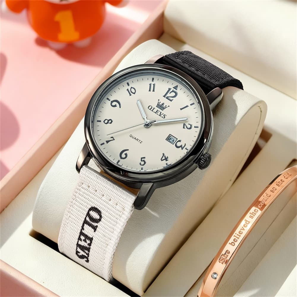 OLEVS 2991 Nylon Strap Casual Retro Quartz Watch for Men and Women