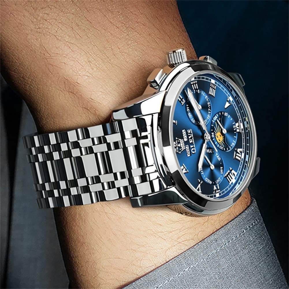 OLEVS 6692 Automatic Moon Phase Multifunction Steel Watch for Men