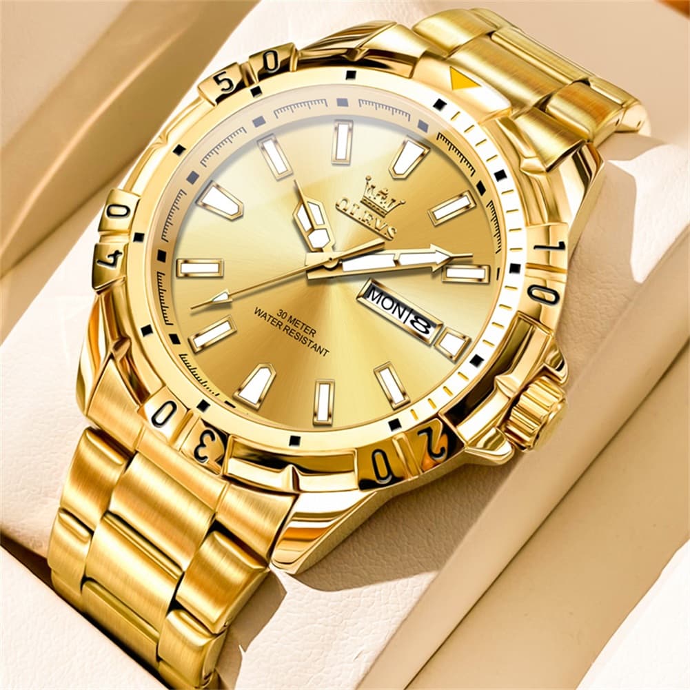 OLEVS Mecha Sport Day Date Watch for Men Stainless Steel 5560