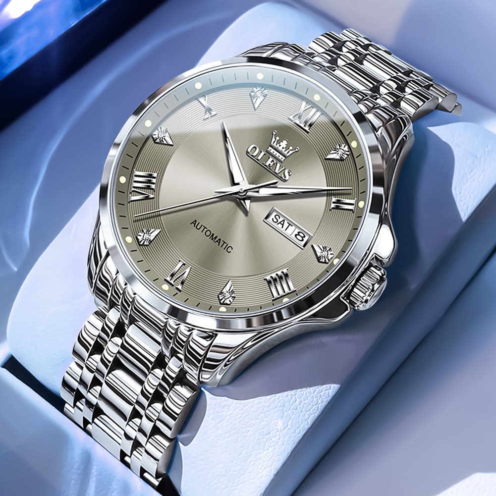 OLEVS 6702 Diamond Dial Automatic Mechanical Watch For Men