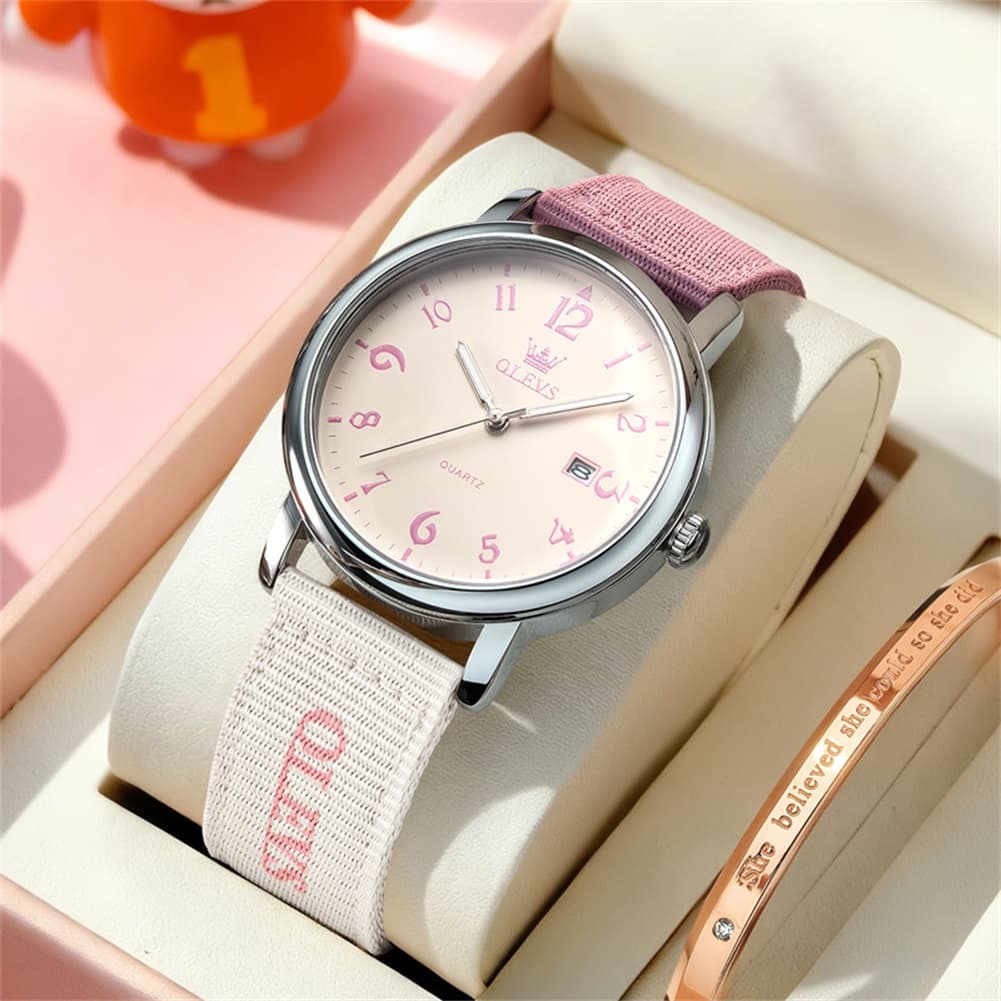 OLEVS 2991 Nylon Strap Casual Retro Quartz Watch for Men and Women