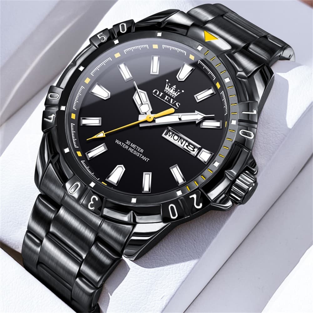 OLEVS Mecha Sport Day Date Watch for Men Stainless Steel 5560