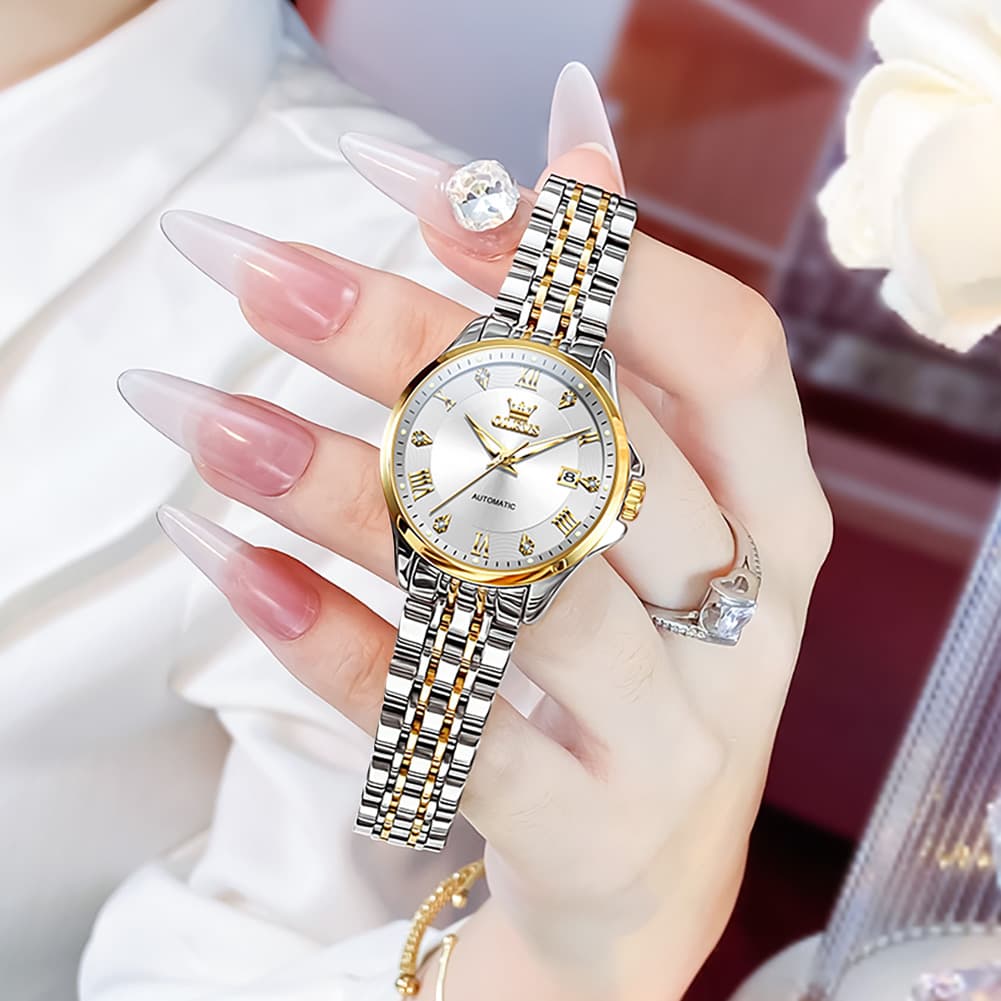 OLEVS 6702 Elegant Diamond Automatic Mechanical Watch For Women