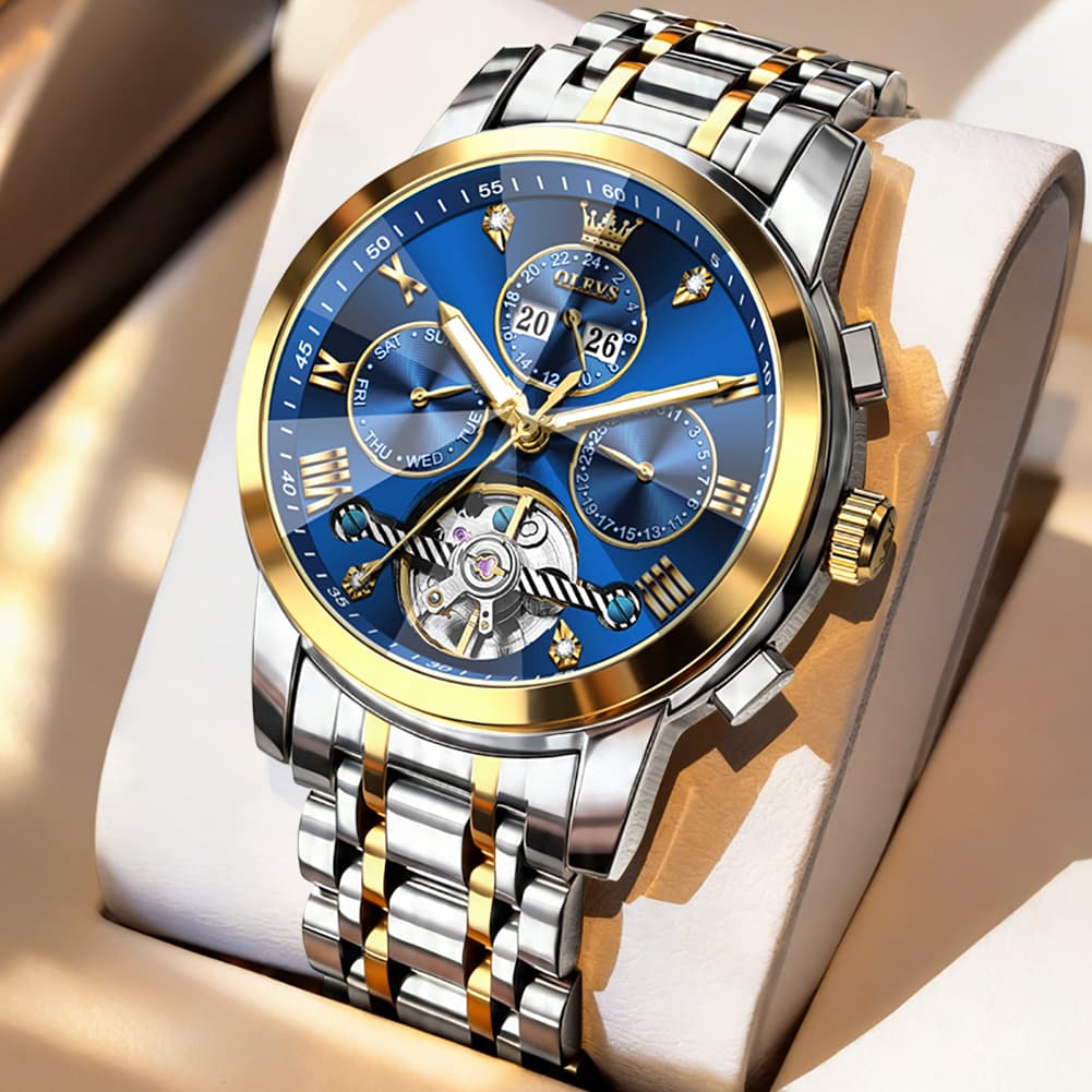 OLEVS 3D Diamond Cut Skeleton Automatic Watch 7121 for Men