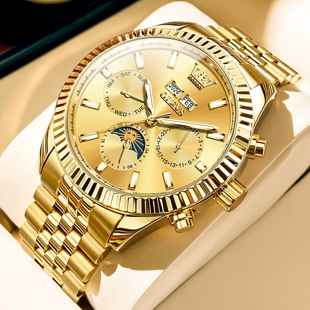 OLEVS 6688 Automatic Moon Phase Stainless Steel Watch for Men