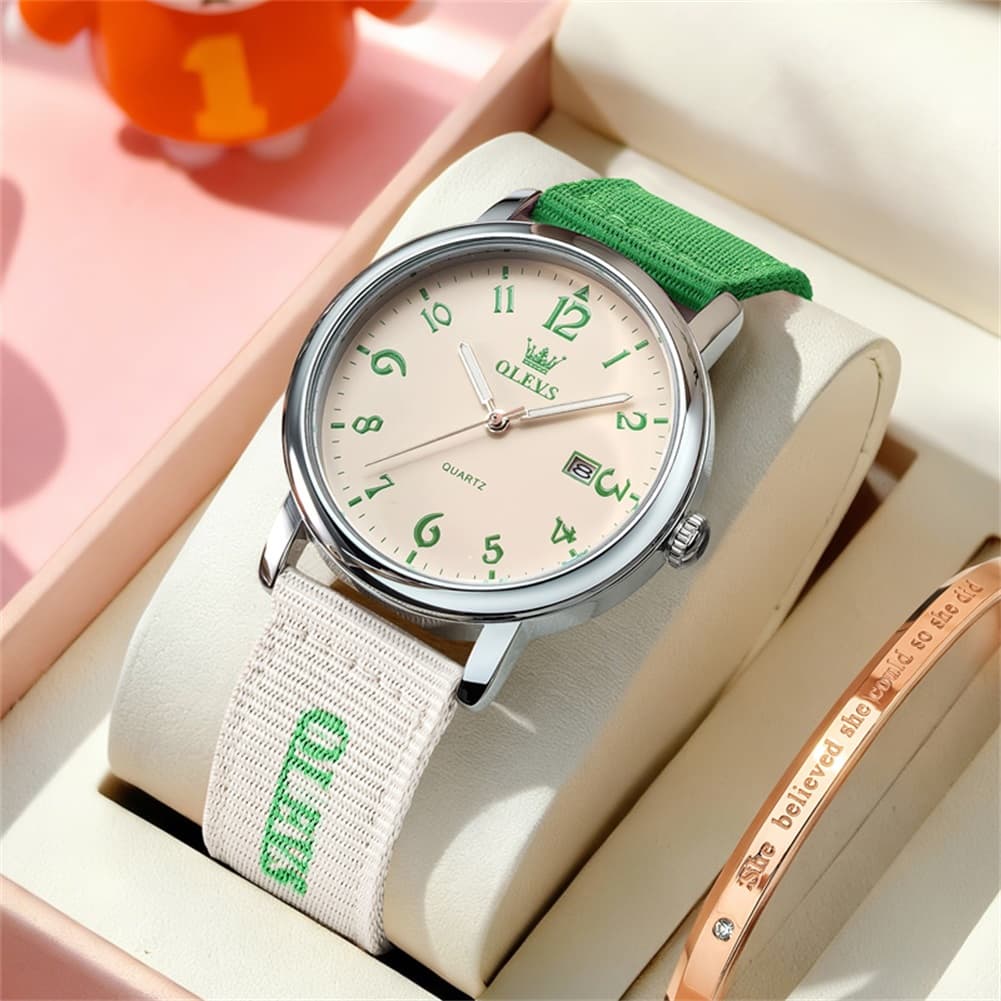 OLEVS 2991 Nylon Strap Casual Retro Quartz Watch for Men and Women