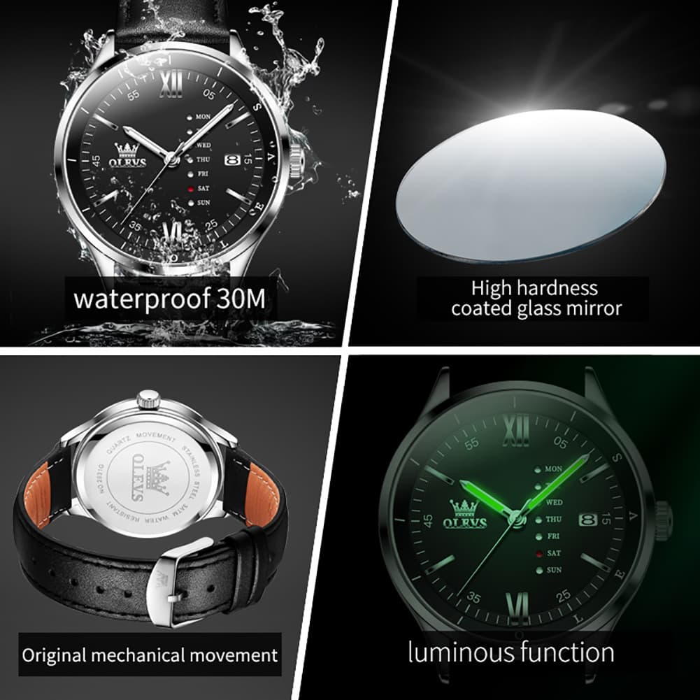 OLEVS 2931 Minimalist Leather Quartz Watch for Men