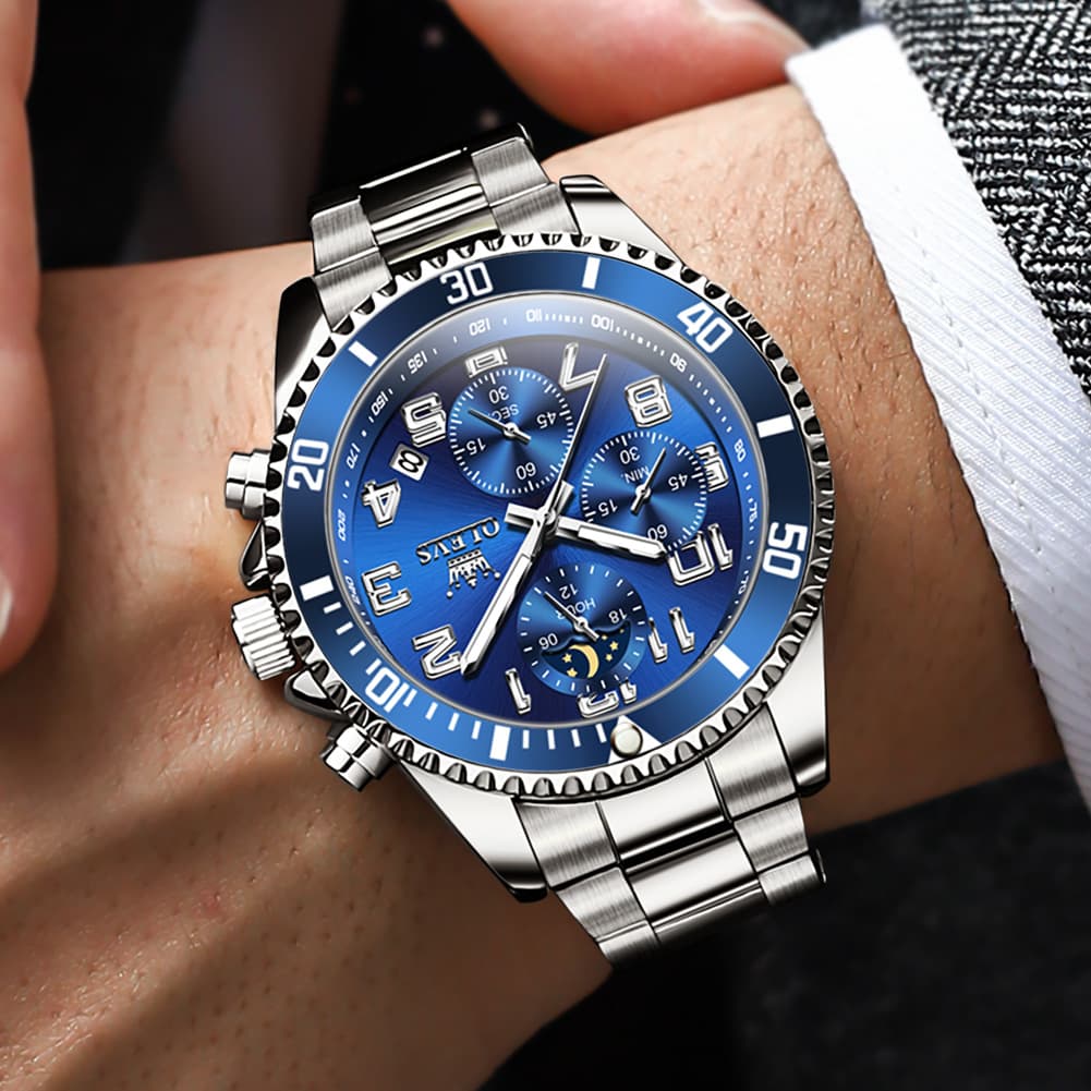 OLEVS 2926 Dive-Style Moon Phase Quartz Watch for Men