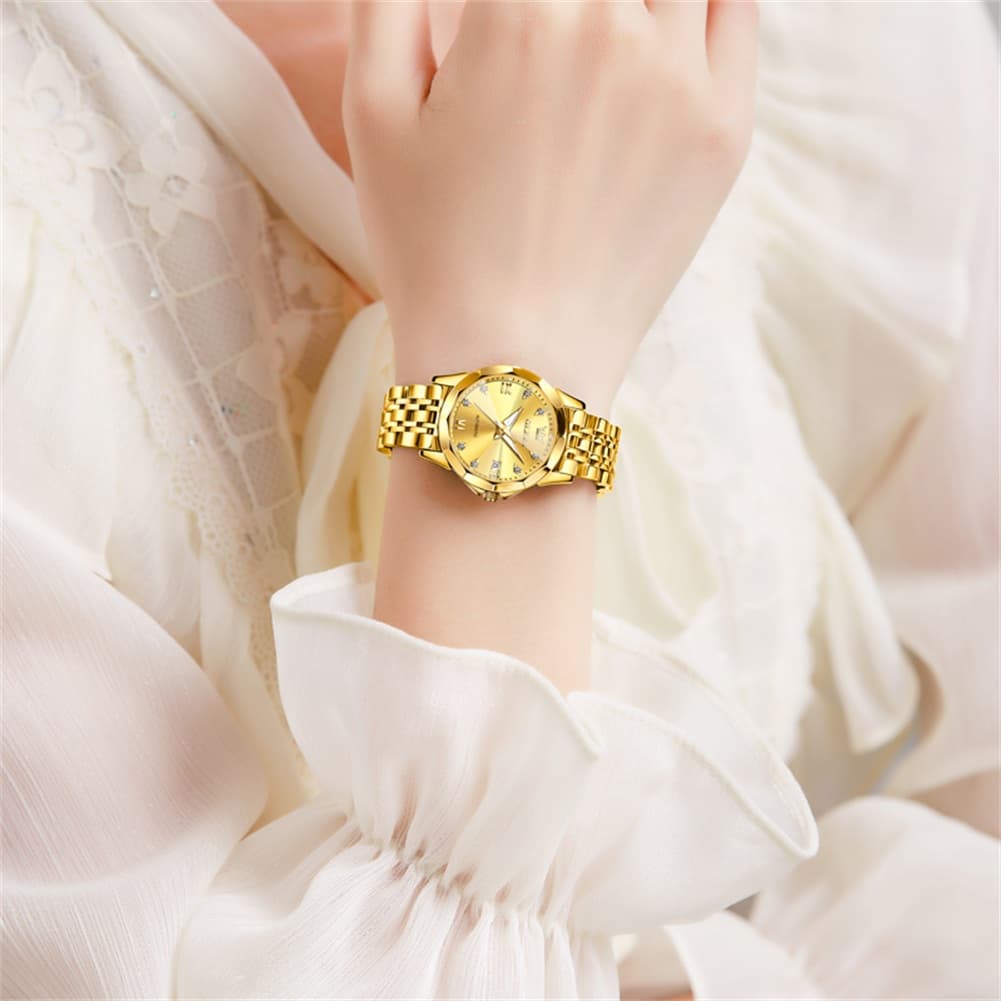 OLEVS 3D Diamond Cut Mirror Automatic Mechanical Watch 9982 for Women
