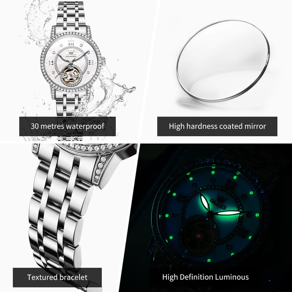 OLEVS 7036 Open Heart Automatic Watch For Women