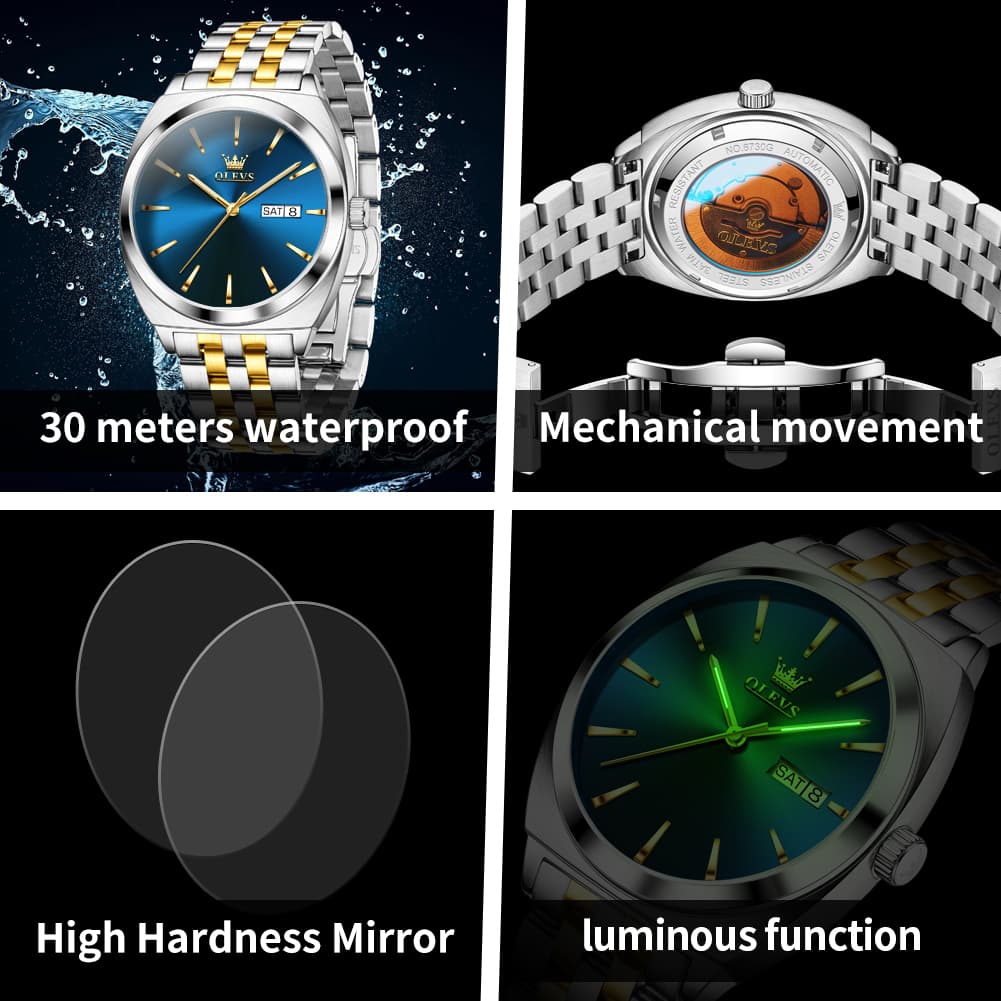 OLEVS 6730 Automatic Tonneau Mechanical Watch For Men