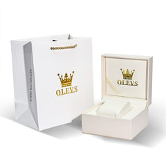 OLEVS Premium White Mechanical Watch Gift Box Set with VIP Cards