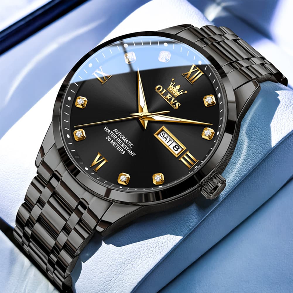 OLEVS Couple Watches Diamond Dial Automatic Mechanical Watch 9946 Steel Band for His and Hers