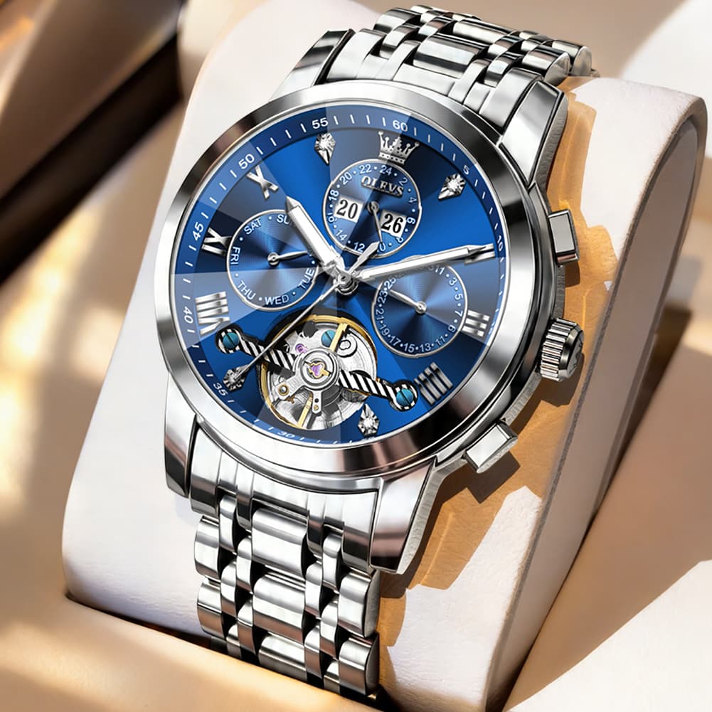 OLEVS 3D Diamond Cut Skeleton Automatic Watch 7121 for Men