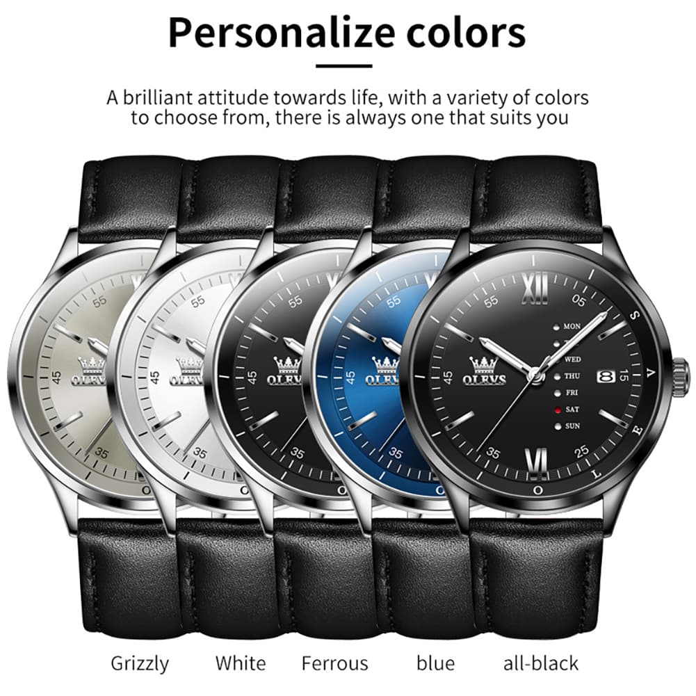 OLEVS 2931 Minimalist Leather Quartz Watch for Men