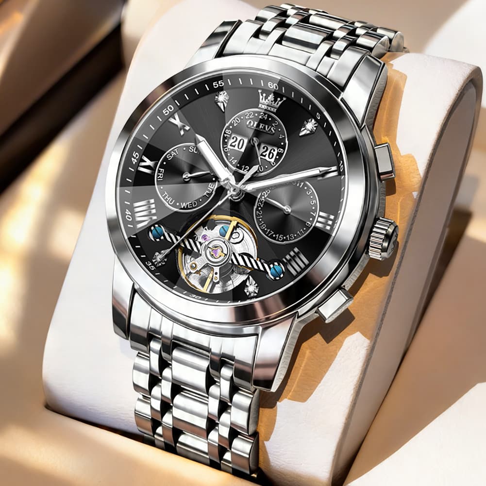 OLEVS 3D Diamond Cut Skeleton Automatic Watch 7121 for Men