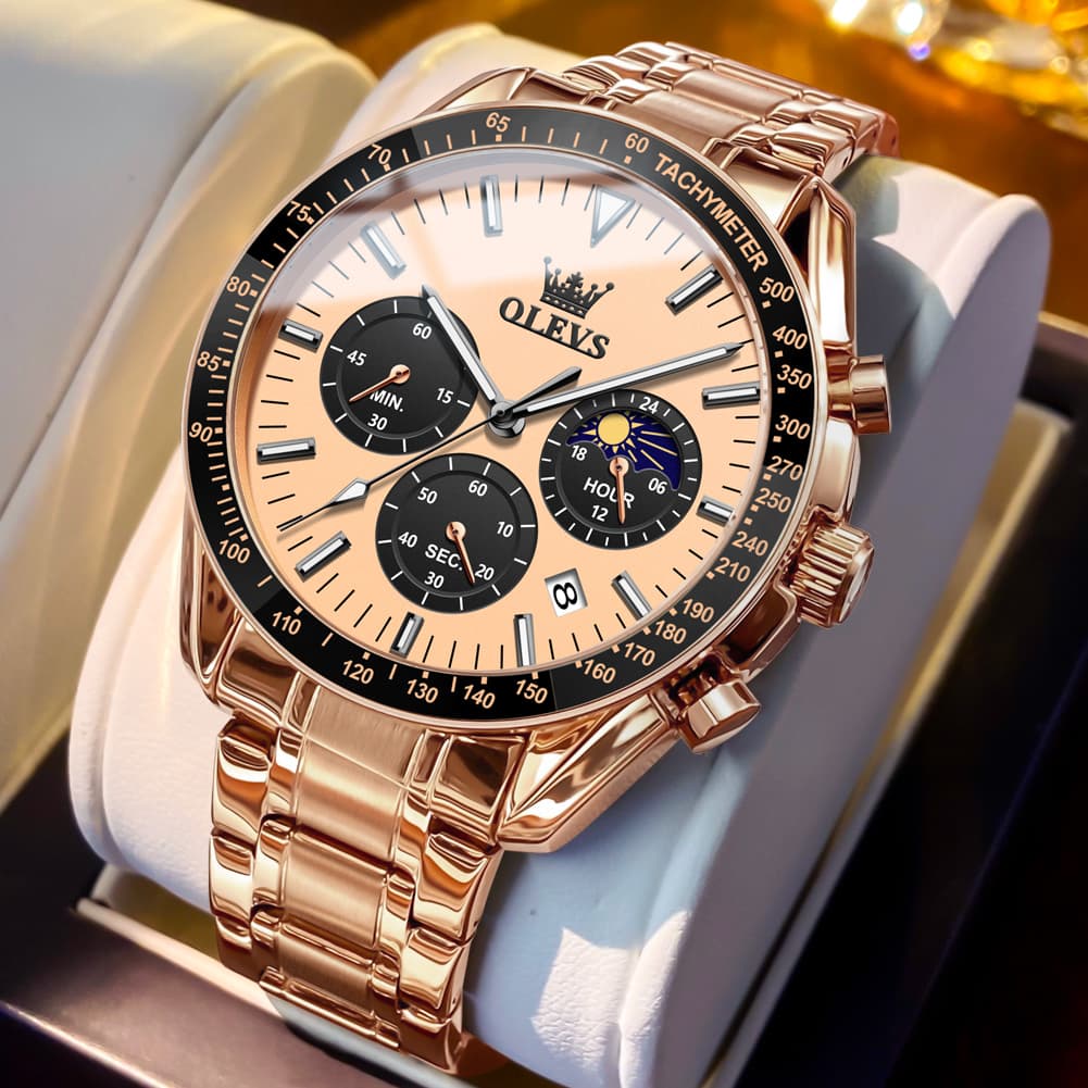 OLEVS 3618 Chronograph Moon Phase Quartz Watch for Men