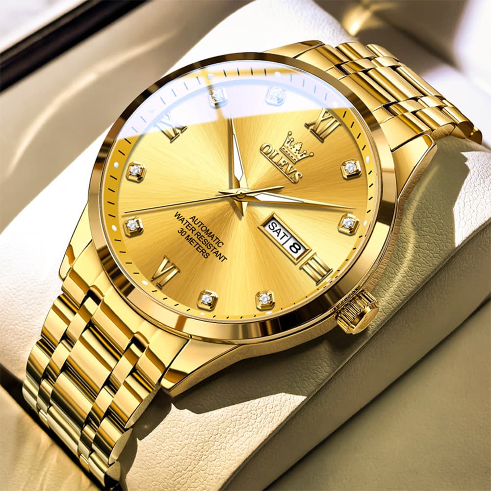OLEVS Couple Watches Diamond Dial Automatic Mechanical Watch 9946 Steel Band for His and Hers
