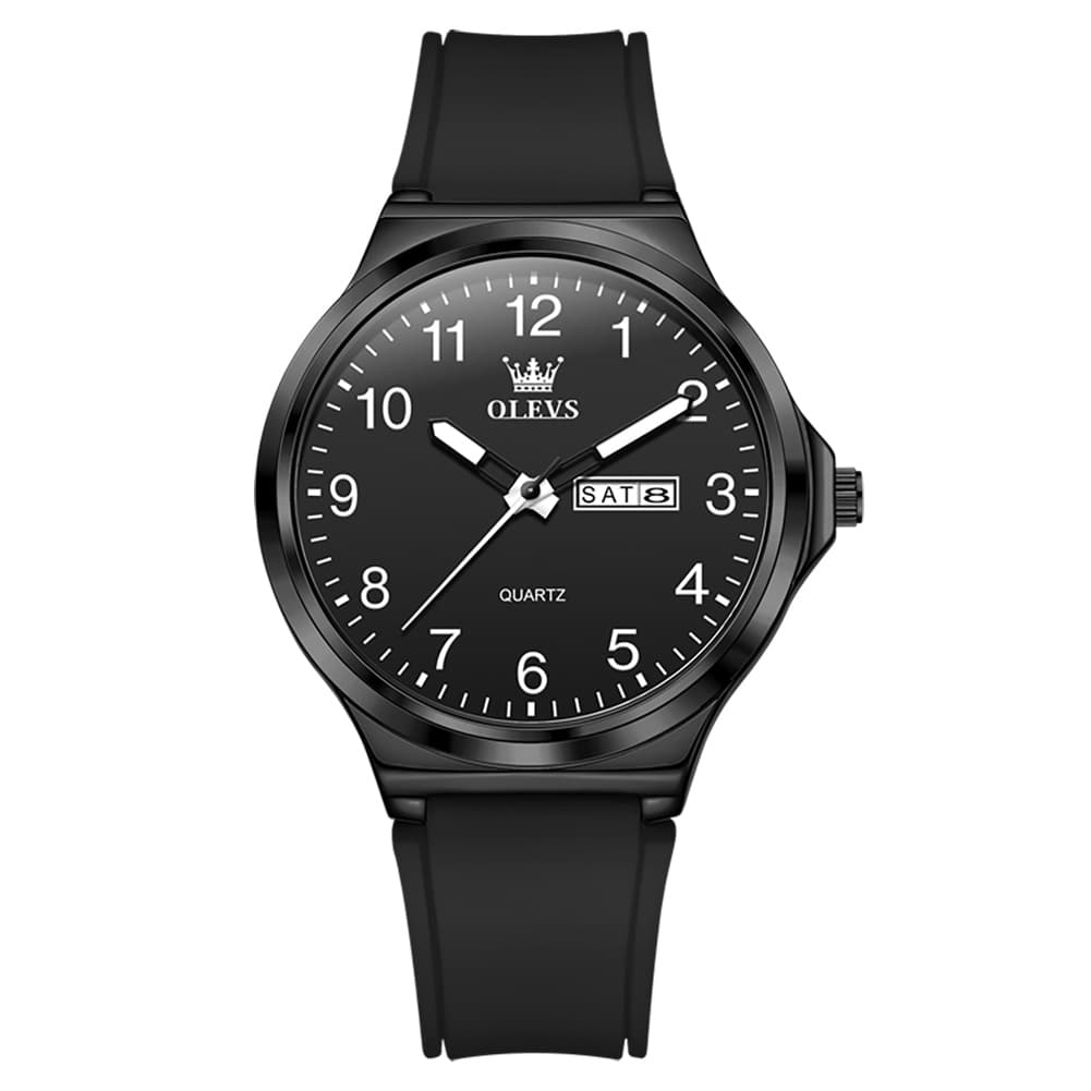 OLEVS 5647 Ultra Thin Day Date Quartz Watch Silicone Strap Casual Timepiece for Men and Women