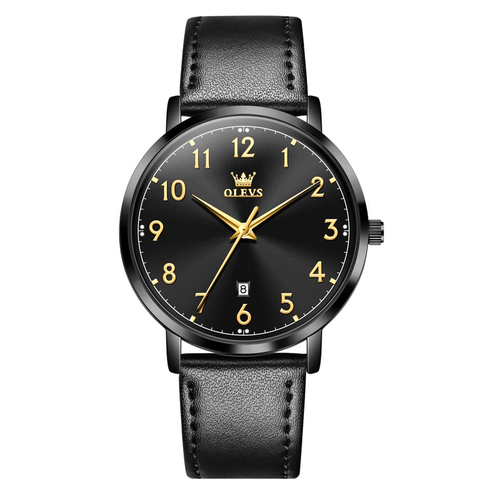 OLEVS 5653 Ultra Thin Couple Watch Milanese Mesh and Leather Strap Date Timepiece for Men and Women