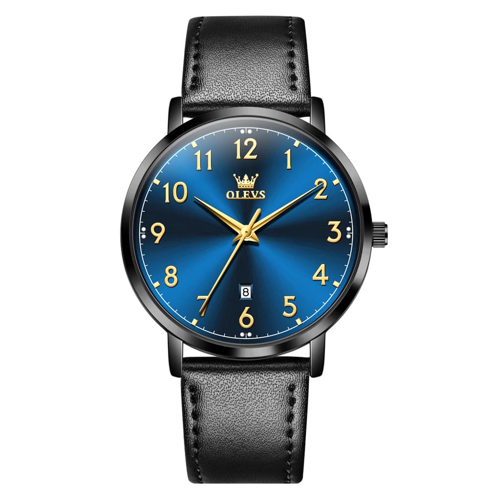 OLEVS 5653 Ultra Thin Couple Watch Milanese Mesh and Leather Strap Date Timepiece for Men and Women