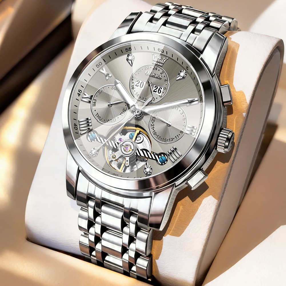 OLEVS 3D Diamond Cut Skeleton Automatic Watch 7121 for Men