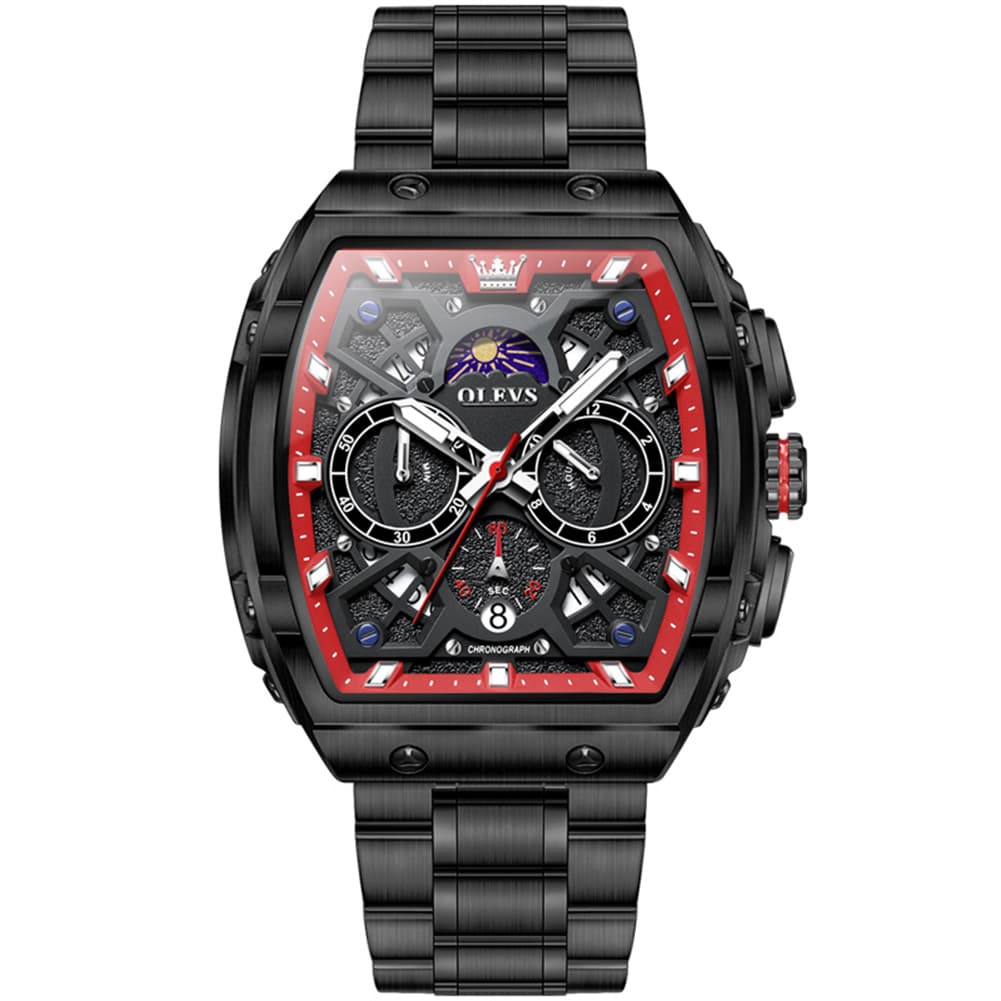 OLEVS 2942 Tonneau Dual Time Quartz Watch for Men
