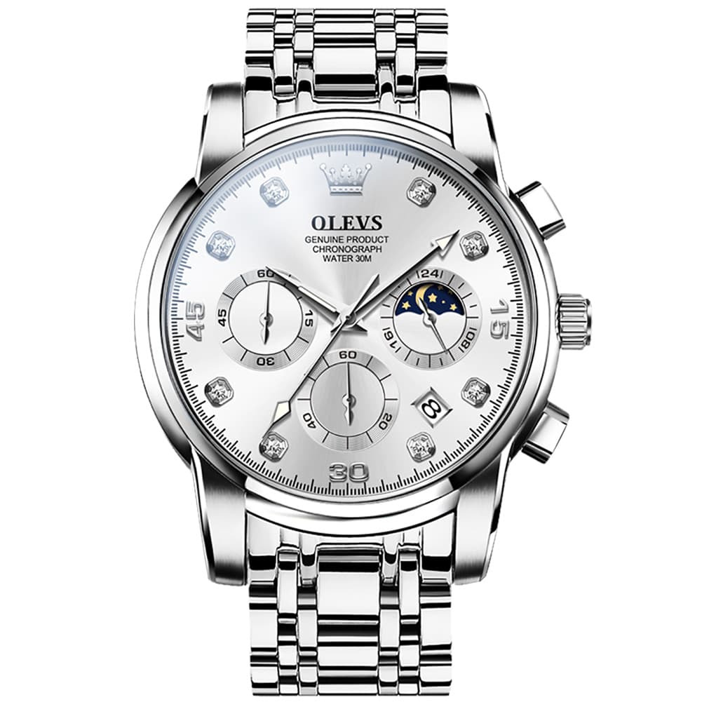 OLEVS 2889 Steel Chronograph Moon Phase Watch for Men