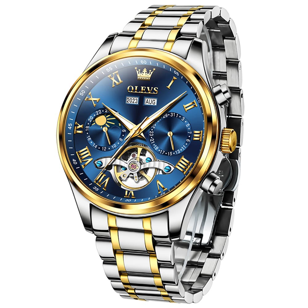 OLEVS 7005 Multi Function Skeleton Mechanical Watch for Men