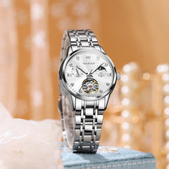 OLEVS 6608 Automatic Mechanical Open Heart Watch for Women