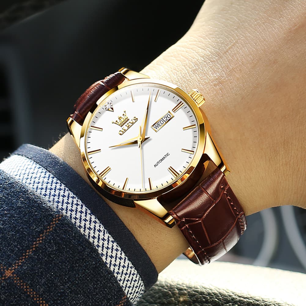 OLEVS 6629 Minimalist Day Date Mechanical Watch for Men