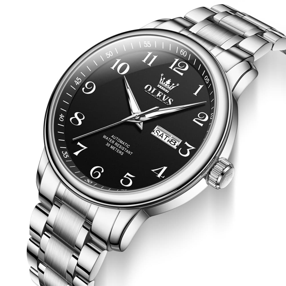 OLEVS 7072 Arabic Numeral Dual Calendar Automatic Watch For Men