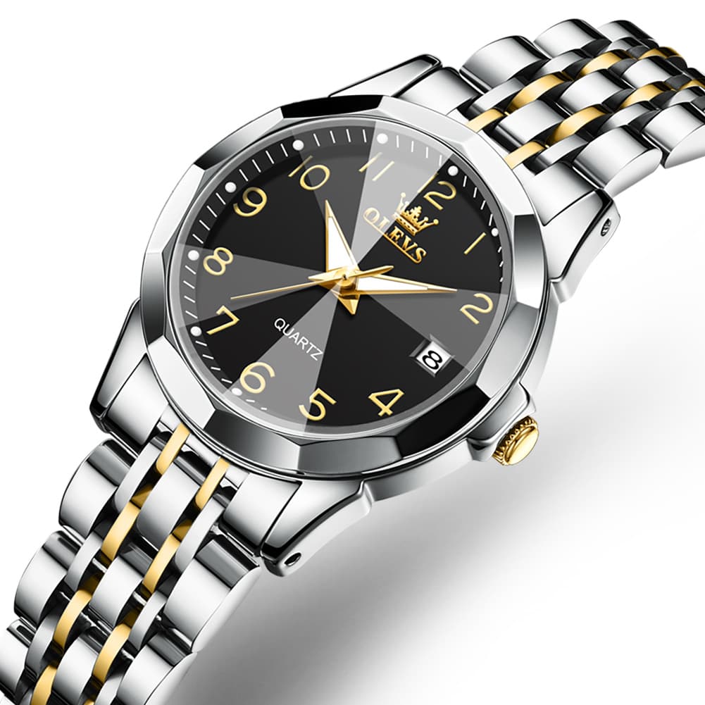 OLEVS 9970 3D Rhombic Faceted Glass Date Watch for Women