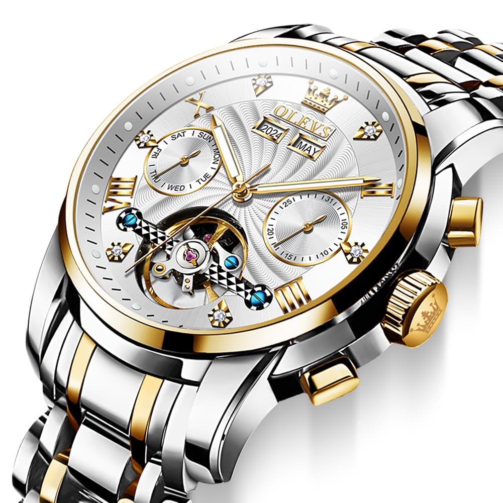 OLEVS 7088 Open Heart Roman Numeral Automatic Watch For Men