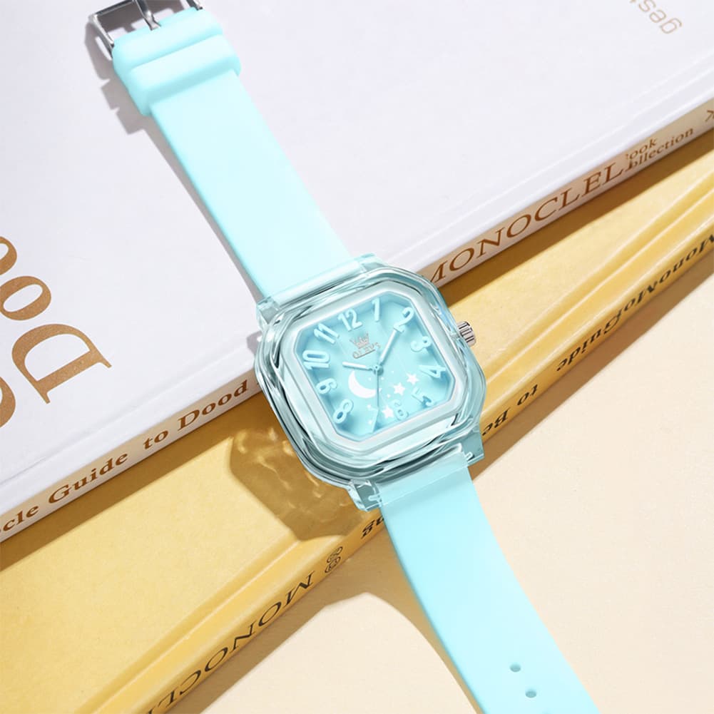 OLEVS 3711 Dreamy Moon Star Transparent Silicone Womens Student Watch