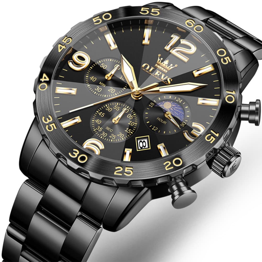 OLEVS 3D Rhombic Chronograph Quartz Watch for Men 3678