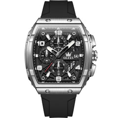 OLEVS 2976 Tonneau Silicone Chronograph Watch for Men