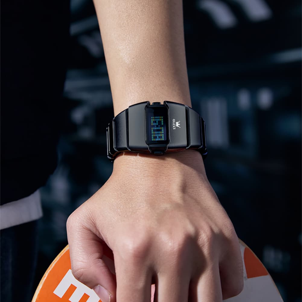 OLEVS 1112 Futuristic Cyber Cuff Digital Watch for Men